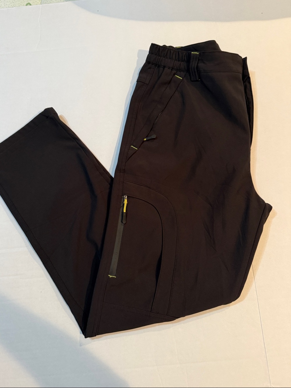 Men's Black Fleece Lined Pants with Zip Leg Pocket